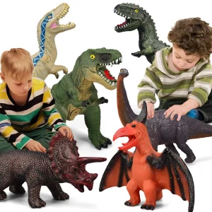 6 Piece Jumbo Dinosaurs, Large, Soft